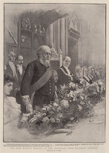 El banquete del alcalde en el Guildhall, Lord Salisbury hablando